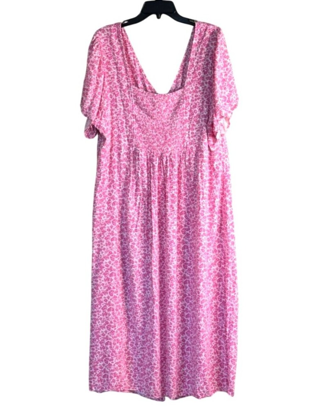Old Navy Women's Button Front Pink Midi Flowy Floral Smocked Ditzy Size 2X